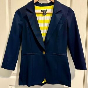 Stoosh Navy Blazer with Yellow Lining
